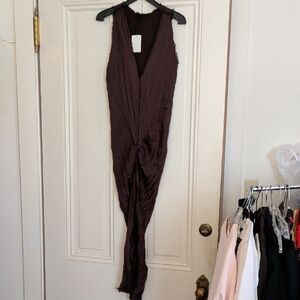 Jaga Sz 4 Nwt Deep Brown Front Slit Dress